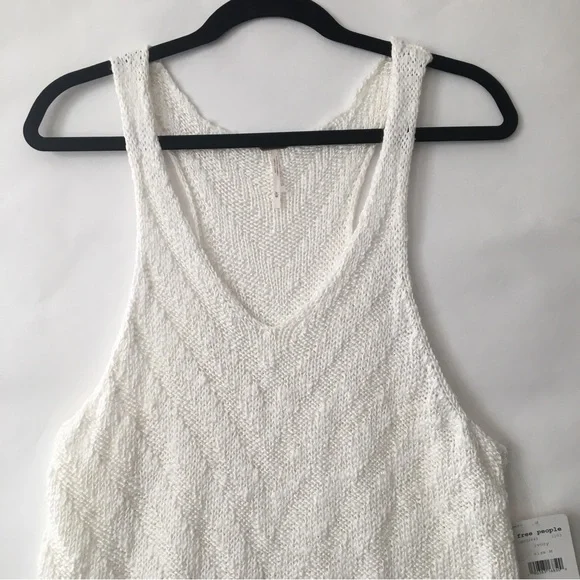Free People Chevron Tank top Knit Sweater Ivory Size Medium - Picture 5 of 14